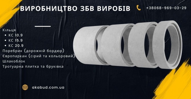 Кільця для каналізації, бордюри, днища, люки, стовпи, європаркан - изображение 1