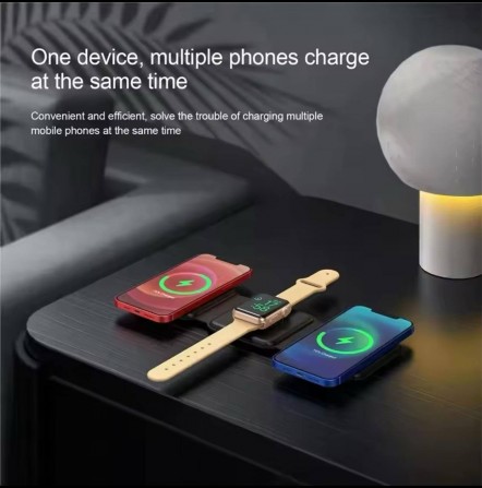 Зарядні пристрої 3в1 для iPhone, Apple Watch, AirPods/Чорні/Білі - изображение 1