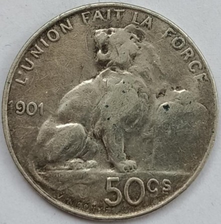 Бельгия 50 сантимов 1901 DES BELGES - изображение 1