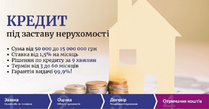 Кредит до 15 000 000 грн без довідки про доходи під заставу квартири - изображение 1