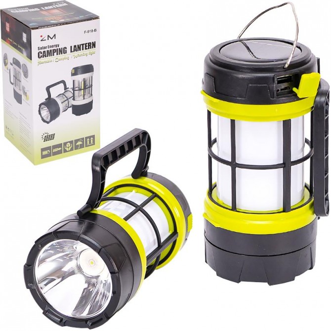 Ліхтар F-910 LED 2в1: Power Bank + Сонячна Батарея. Аварійний! - изображение 1