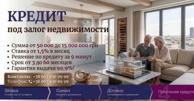 Кредит под залог дома или коммерческой недвижимости — до 15 млн грн. - изображение 1